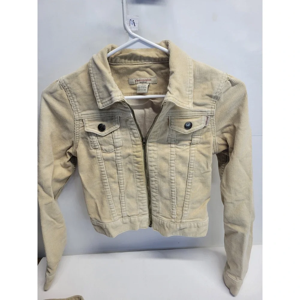 Y2K Abercrombie Fitch Corduroy Trucker‎ Jacket Beige Kids Size M